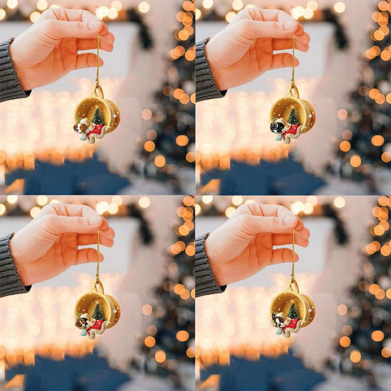 1бр висулка за коледно дърво Сладко куче Животно Капка Орнамент Нова година Празнични парти консумативи Декорация на стаята Коледен подарък