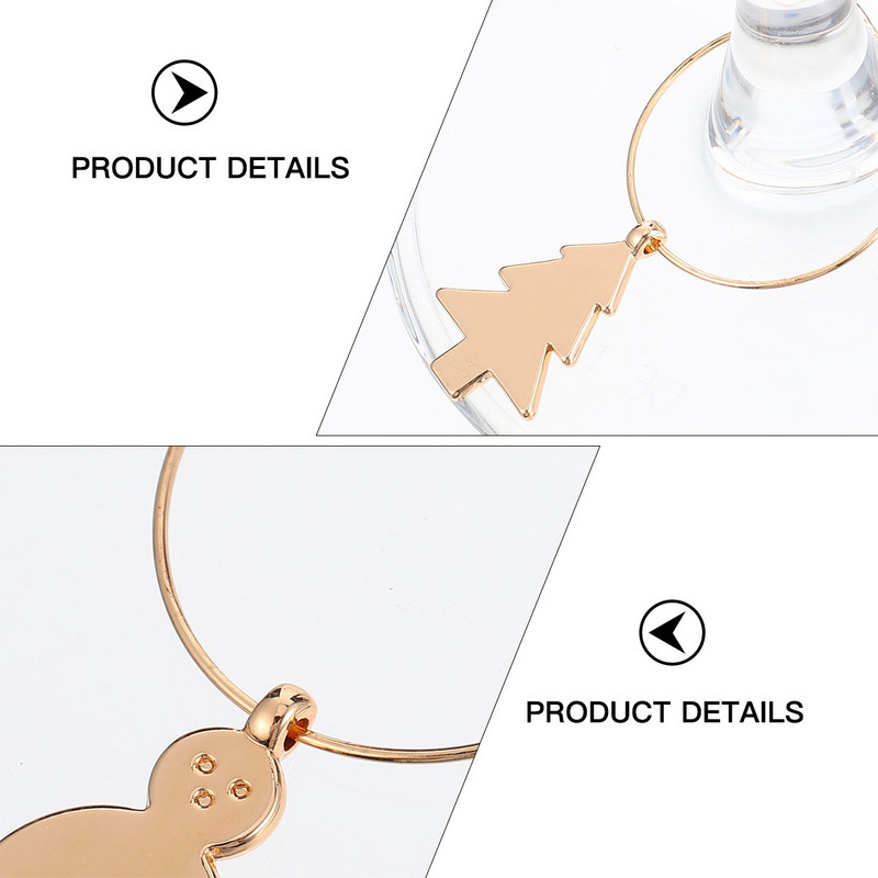 Sticlă Brelocuri de Crăciun Marcatori pentru băuturi Marcatori pentru sărbători Etichete de identificare pentru ceașcă Inele de cocktail Fermec pentru recunoaștere de șampanie Pahar