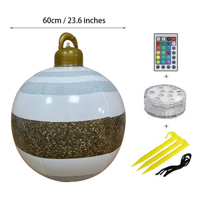 60cm LED Light Χριστουγεννιάτικη μπάλα Εξωτερική Χριστουγεννιάτικη Φουσκωτή Διακοσμημένη Μπάλα κατασκευασμένη από PVC γίγαντα Χωρίς φως Μεγάλες μπάλες Διακοσμήσεις δέντρων