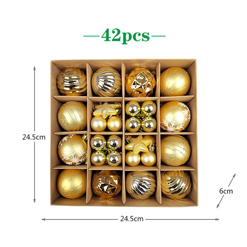 Топки за коледна елха 42 бр. 6 см голяма коледна топка Многоцветни топки Декорации Комплект орнаменти за коледна елха за домашно парти