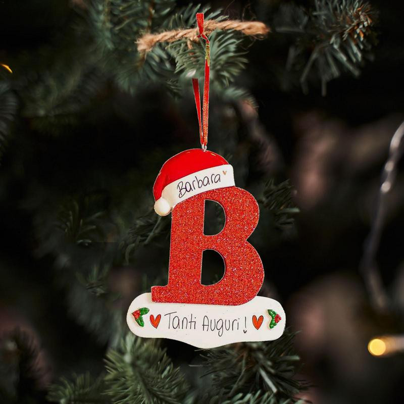 1 бр. Коледна буква Декорация с висулка Английска буква Коледна елха Висящи орнаменти Дървени занаяти за Ноел Домашно парти декорация