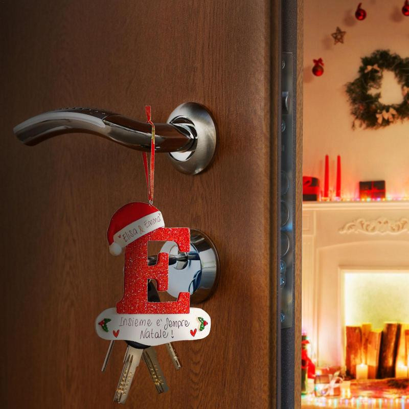 1 бр. Коледна буква Декорация с висулка Английска буква Коледна елха Висящи орнаменти Дървени занаяти за Ноел Домашно парти декорация