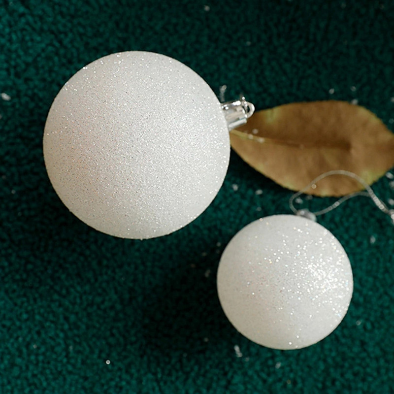 8/6 см бели коледни орнаменти Пластмасови бели коледни топки 2023 Орнаменти за коледно дърво Бели коледни безделници Топки 6 бр.