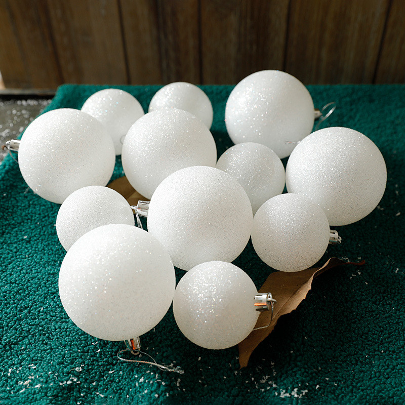 8/6 см бели коледни орнаменти Пластмасови бели коледни топки 2023 Орнаменти за коледно дърво Бели коледни безделници Топки 6 бр.