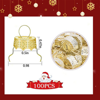 100 τεμάχια στρογγυλά χριστουγεννιάτικα καλύμματα στολίδια, χρυσά αφαιρούμενα μεταλλικά καπάκια κρεμάστρες, χριστουγεννιάτικο ανταλλακτικό καπάκι διακοσμήσεων για DIY διακόσμηση