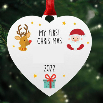 Baby First Christmas Ornament 2022 Моето първо коледно коледно дърво Акрилна украса за Babys Висящи занаяти Уникални етикети за подаръци