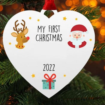 Baby First Christmas Ornament 2022 Моето първо коледно коледно дърво Акрилна украса за Babys Висящи занаяти Уникални етикети за подаръци