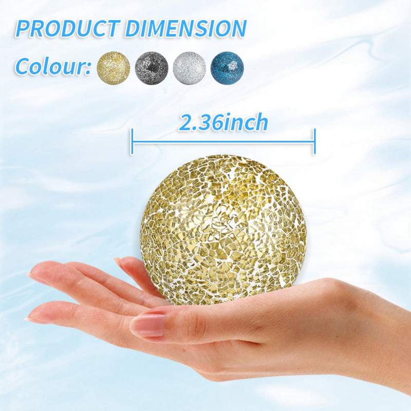 1PCS Мозайка Сфера Стъклени топки Декоративни за коледно парти Декорация на дома Централна маса Кръгла златна топка Фестивален орнамент