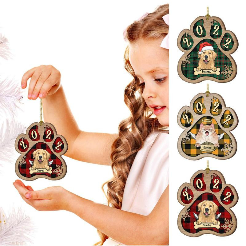 Класически дървен коледен орнамент Кучешка лапа Коледни орнаменти Коледа Направи си сам Коледа Дървена украса Кучешка лапа за празничен декор