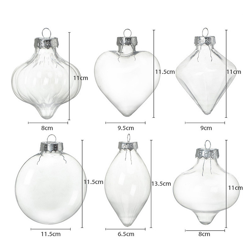 1 бр. Прозрачна DIY висяща топка за коледно дърво Пластмасова прозрачна коледна топка Попълваща се топка Орнамент Подарък Navidad Home Decor