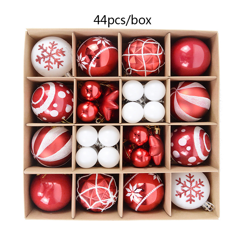 44 kom. Zlatne plastične božićne kuglice Razne božićne kuglice Božićno drvce Ukras pahuljica 2023. Novogodišnji ukras Noel Bombki
