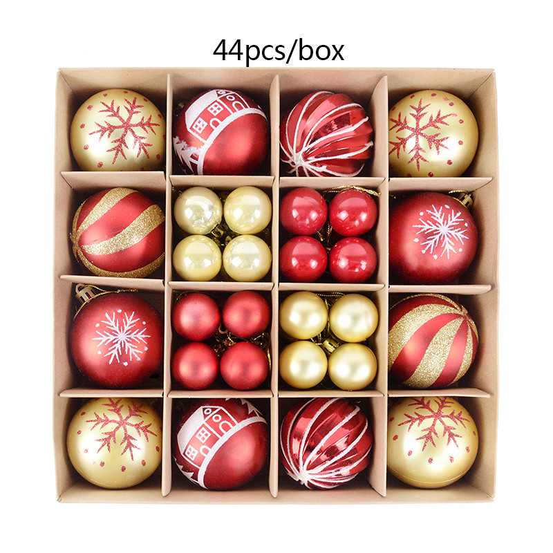 44 kom. Zlatne plastične božićne kuglice Razne božićne kuglice Božićno drvce Ukras pahuljica 2023. Novogodišnji ukras Noel Bombki