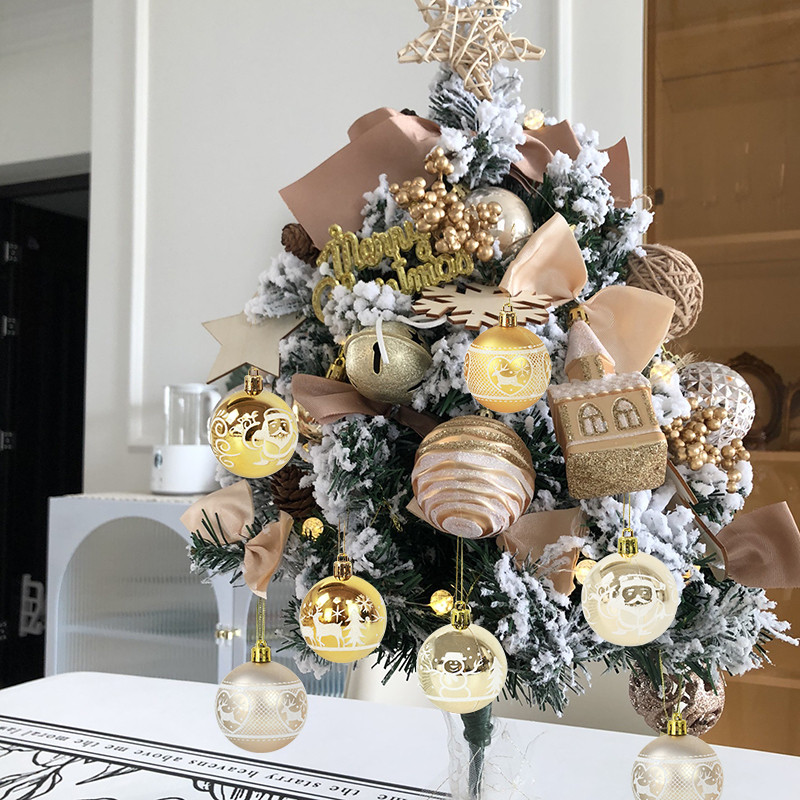 9 бр./кутия 6 см розово злато Коледна топка Декорация Елк Дядо Коледа Коледни топки Висулка за коледно дърво Домашно висящо украшение Нова година