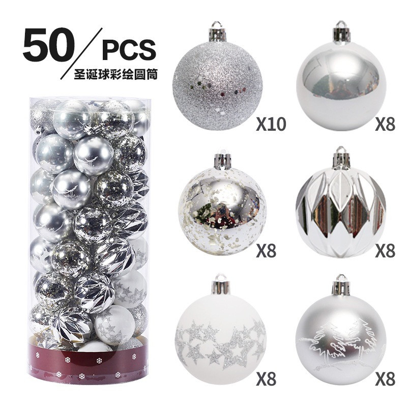 50 бр. 6 см коледни топки Орнамент Коледна украса за дома Коледно дърво Декор 2023 Новогодишни подаръци Пластмасови коледни топки