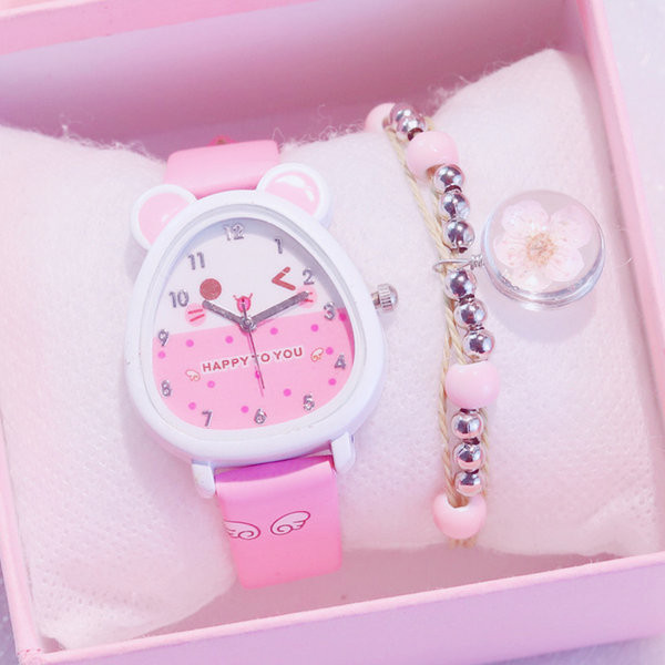 Детски ежедневен часовник с уши и каишка от еко кожа