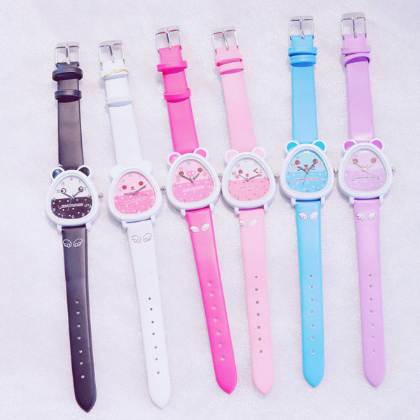 Детски ежедневен часовник с уши и каишка от еко кожа