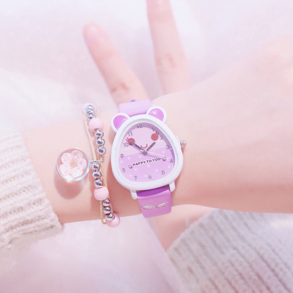 Детски ежедневен часовник с уши и каишка от еко кожа