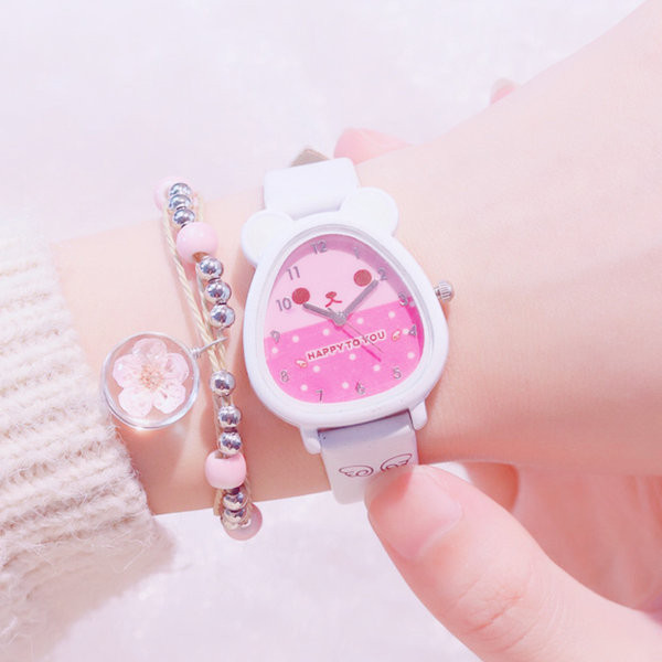 Детски ежедневен часовник с уши и каишка от еко кожа