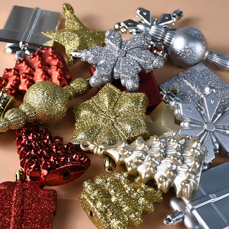 6 бр./опаковка Премиум коледна висулка Висулка за коледно дърво за многократна употреба Различни стилове Орнамент Коледно дърво Орнаменти от снежинки
