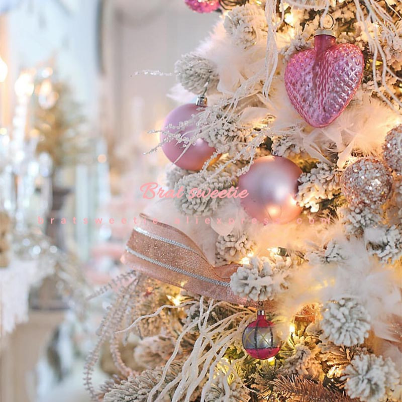 2022 Navidad Decor Розово злато Червени коледни топки Орнаменти Коледно дърво Декорации Играчки за дома Noel Консумативи за парти декор