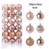 36 tk 4 cm roosikuldsed punased jõulupallid, ehis jõulupuu ripats, uusaastakingitus 2023 Navidad Noel DIY kodu jõulukaunistus