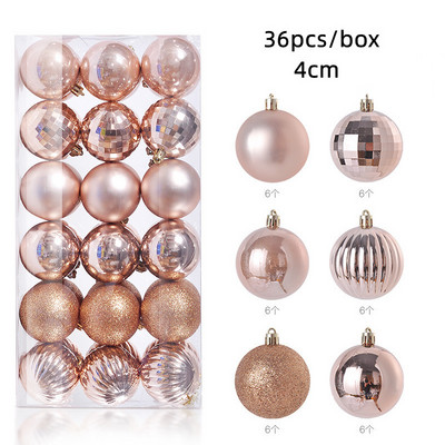 36 tk 4 cm roosikuldsed punased jõulupallid, ehis jõulupuu ripats, uusaastakingitus 2023 Navidad Noel DIY kodu jõulukaunistus