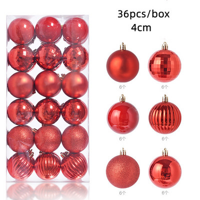 36 tk 4 cm roosikuldsed punased jõulupallid, ehis jõulupuu ripats, uusaastakingitus 2023 Navidad Noel DIY kodu jõulukaunistus