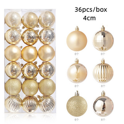36 tk 4 cm roosikuldsed punased jõulupallid, ehis jõulupuu ripats, uusaastakingitus 2023 Navidad Noel DIY kodu jõulukaunistus