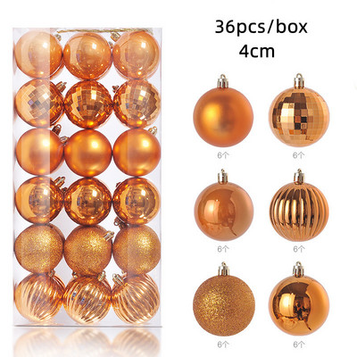 36 tk 4 cm roosikuldsed punased jõulupallid, ehis jõulupuu ripats, uusaastakingitus 2023 Navidad Noel DIY kodu jõulukaunistus
