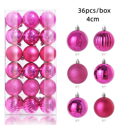 36 tk 4 cm roosikuldsed punased jõulupallid, ehis jõulupuu ripats, uusaastakingitus 2023 Navidad Noel DIY kodu jõulukaunistus