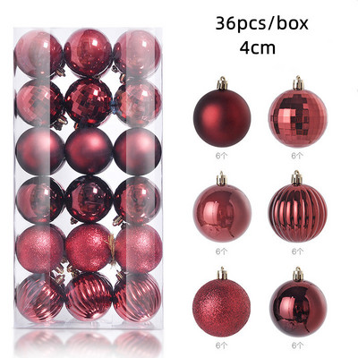 36 tk 4 cm roosikuldsed punased jõulupallid, ehis jõulupuu ripats, uusaastakingitus 2023 Navidad Noel DIY kodu jõulukaunistus