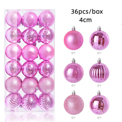 36 tk 4 cm roosikuldsed punased jõulupallid, ehis jõulupuu ripats, uusaastakingitus 2023 Navidad Noel DIY kodu jõulukaunistus