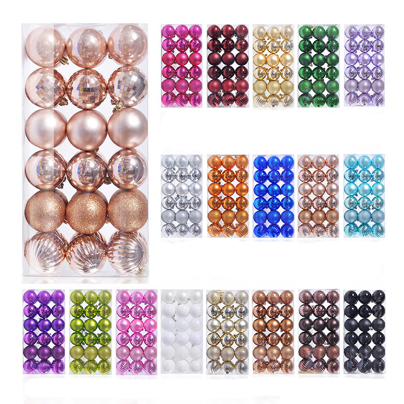 36 бр. 4 см розово злато червени коледни топки Орнамент Коледно дърво Висулка Новогодишен подарък 2023 Navidad Noel Направи си сам домашна коледна украса