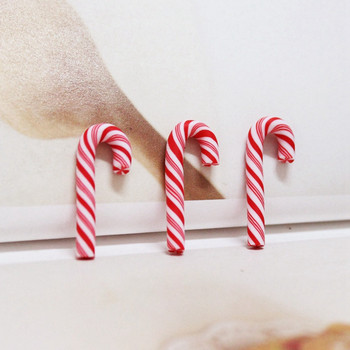 10 ΤΕΜ. Χριστουγεννιάτικο κόκκινο μπαστούνι Αξεσουάρ κοσμημάτων με μαλακή κεραμική Πρωτοχρονιάτικο ζαχαροκάλαμο Διακόσμηση σπιτιού