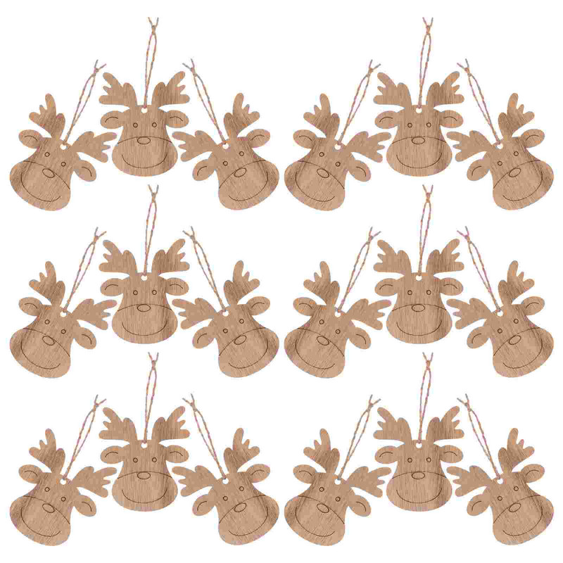 Дървени коледни дървени орнаменти Изрезки от дърво Елени Елени Hangingcrafts Направи си сам Етикети за глава Етикет Незавършени резени Подаръчни парчета Венец
