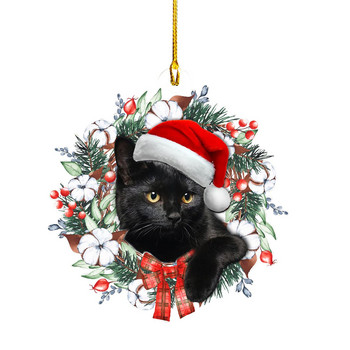 Орнаменти за коледно дърво Прекрасна котка Куче Прасе с висулка с шапка на Дядо Коледа Домашни коледни украси за коледни подаръци Декор за празнично парти
