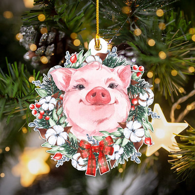 Ziemassvētku eglīšu rotājumi Jauki kaķi, suns cūka ar Ziemassvētku vecīša cepures kulonu Mājas Ziemassvētku rotājumi Ziemassvētku dāvanām Svētku ballīšu dekors