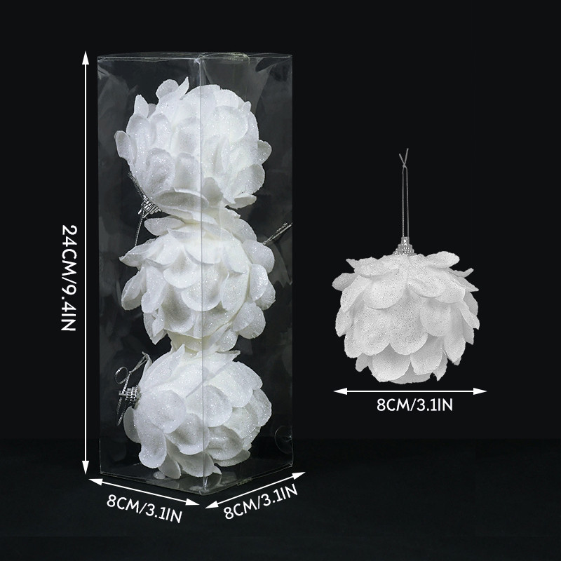 8 см бяла коледна топка Коледно украшение за елха Коледни украси за дърво Noel Navidad 3 бр./кутия Декорация на коледна топка от пяна