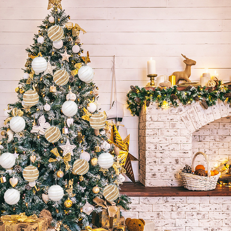 8 см перлени коледни топки от златна пяна Орнамент Нечуплива висяща топка за коледно дърво Коледни декорации Navidad Noel