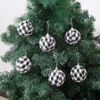 24 ΤΕΜ/Σετ 7cm Χριστουγεννιάτικες Μπάλες Διακοσμήσεις Χριστουγεννιάτικου Δέντρου Ασπρόμαυρο πλέγμα Μπάλα σε σκόνη Μπάλες Στολίδι σπιτιού Πρωτοχρονιάτικο