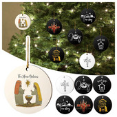 Jeesuse kristlik jõulupuu rippuv ripats Jeesuse lugu Ümmargune rippkaunistused Ise isetegemine Head uut pidu Kodukaunistus Navidad Kingitusmänguasi