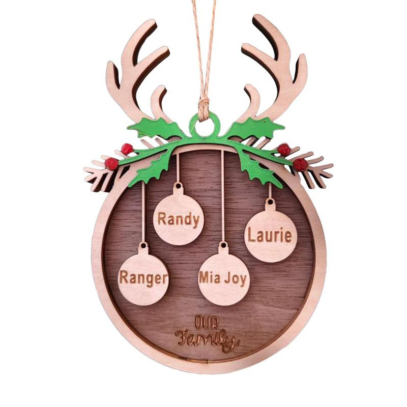 Нов персонализиран семеен орнамент Весела Коледа Орнаменти Направи си сам гравирано фамилно име Творчески коледни орнаменти Декор Детски подаръци