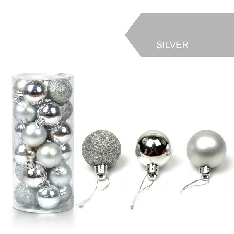 24 бр. 3 см коледна топка Коледна елха Топки Коледен декор Декорация за празнично парти Златисто Розово Шампанско Червено Новогодишен подарък