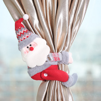 1PC Коледна карирана завеса, катарама, завеса на Дядо Коледа, снежен човек, връзки, въже за вратовръзка, коледен декор, катарама за завеса, превръзка