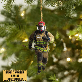 1τμχ Χριστουγεννιάτικο Δέντρο Fireman Στολίδι Αυτοκινήτου Καθρέφτης Πίσω Κρεμαστό Ακρυλικό Κρεμαστό Πυροσβεστικό Δώρο Μενταγιόν Διακόσμηση εξοχικού σπιτιού