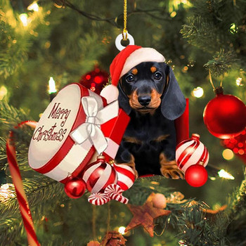 Εξατομικευμένο λουκάνικο σκύλου Χριστουγεννιάτικα κρεμαστά μενταγιόν Ακρυλικά στολίδια Dachshund Αστείο χριστουγεννιάτικο δώρο για Noel διακόσμηση σπιτιού