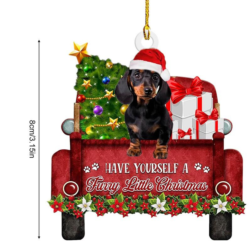 Персонализирани колбаси Куче Коледни висящи висулки Акрилни орнаменти за дакел Занаяти Забавен коледен подарък за Ноел Домашен декор