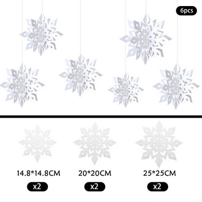 6 tk 3D stereo lumehelbe kaunistuspaberi jõulude lumehelbe ripats lumehelbe ornament pühade peokaunistustarvikud