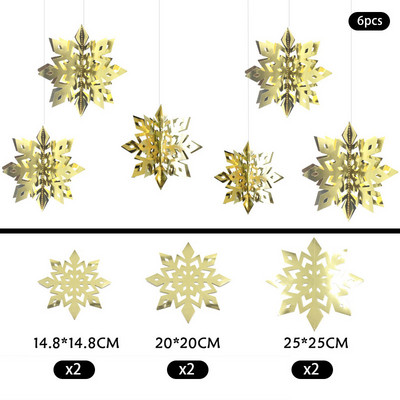 6 tk 3D stereo lumehelbe kaunistuspaberi jõulude lumehelbe ripats lumehelbe ornament pühade peokaunistustarvikud