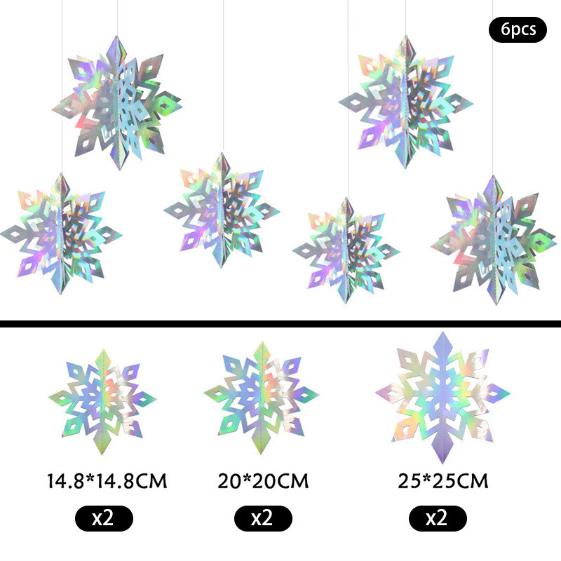 6 бр. 3D стерео снежинка Орнамент от хартия Коледна снежинка Висулка Снежинка Орнамент Консумативи за декорация на празнично парти